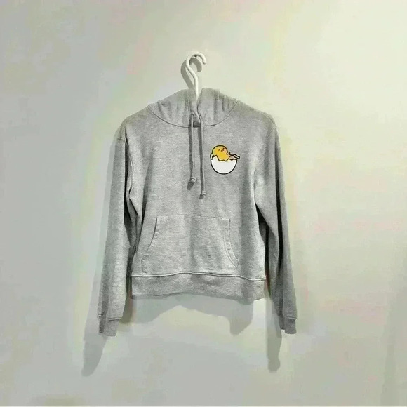 Forever 21 x Sanrio Gudetama  | womens small grey knit hoodie with ribbed trim. - Picture 1 of 5